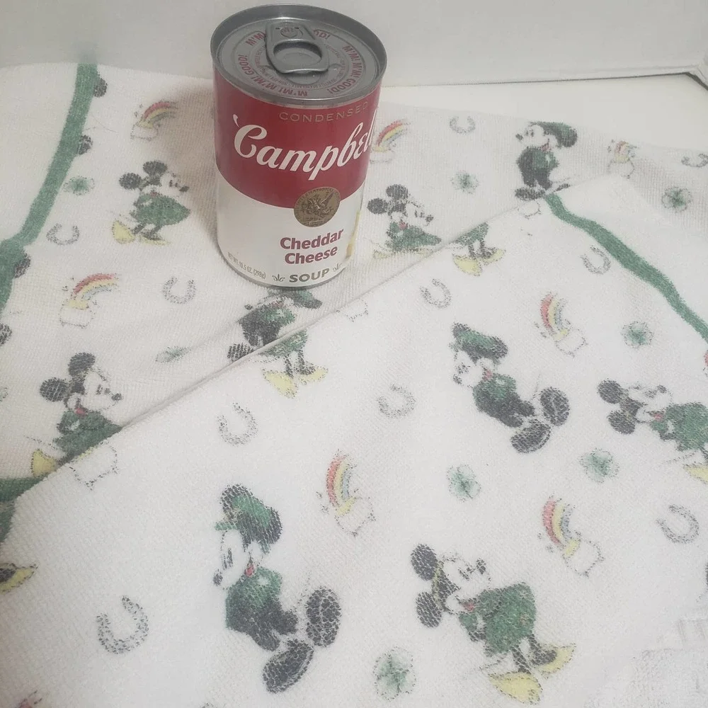 Mickey Minnie Disney Hand Towel Set Vintage Lucky Horseshoe Pot Gold